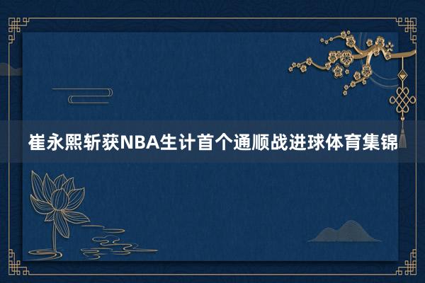 崔永熙斩获NBA生计首个通顺战进球体育集锦