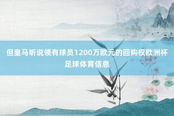 但皇马听说领有球员1200万欧元的回购权欧洲杯足球体育信息