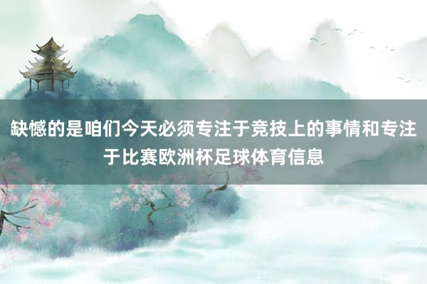 缺憾的是咱们今天必须专注于竞技上的事情和专注于比赛欧洲杯足球体育信息