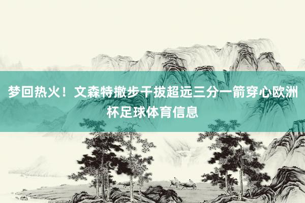 梦回热火！文森特撤步干拔超远三分一箭穿心欧洲杯足球体育信息