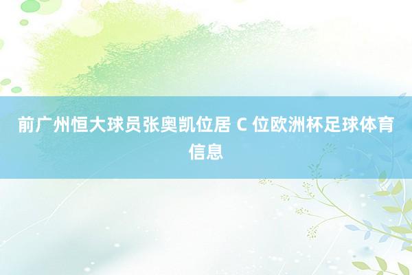 前广州恒大球员张奥凯位居 C 位欧洲杯足球体育信息