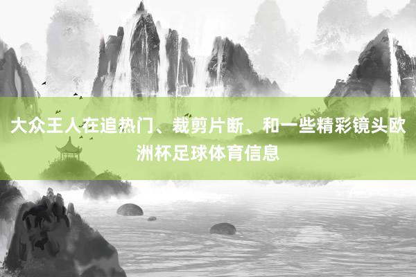 大众王人在追热门、裁剪片断、和一些精彩镜头欧洲杯足球体育信息