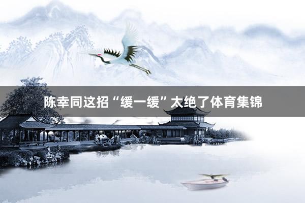 陈幸同这招“缓一缓”太绝了体育集锦