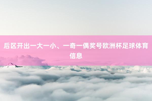 后区开出一大一小、一奇一偶奖号欧洲杯足球体育信息