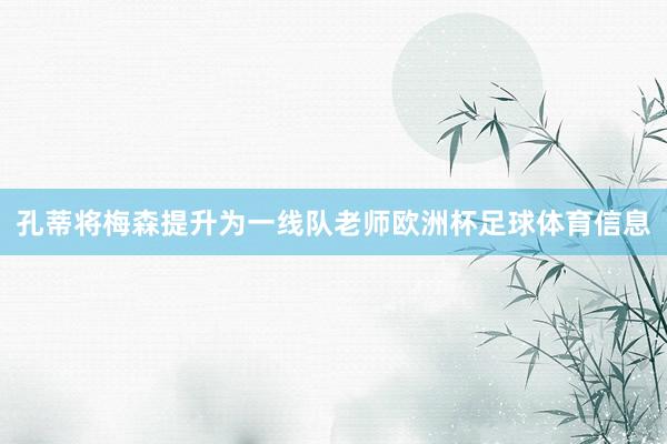 孔蒂将梅森提升为一线队老师欧洲杯足球体育信息